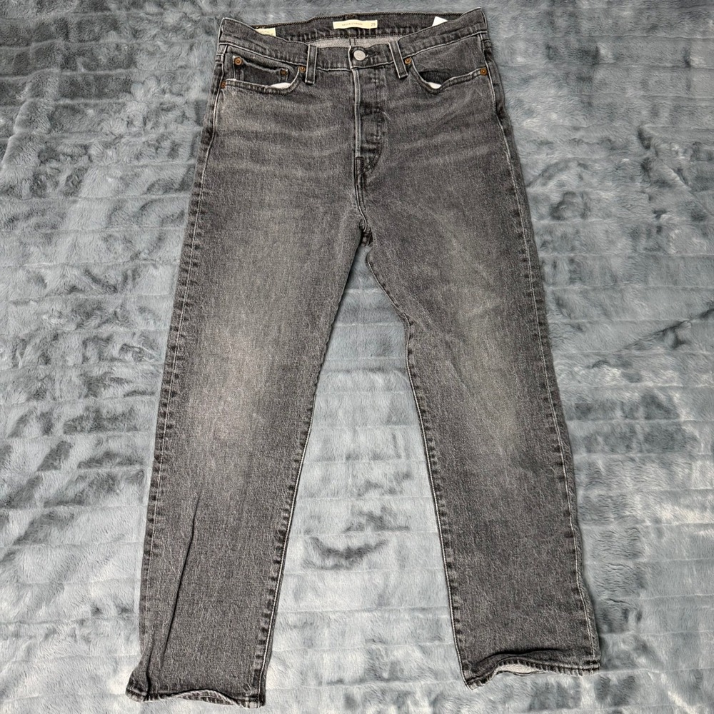 Levis Premium Wedgie Straight Jeans Womens 29 Washed Black High Rise 34964-0072
